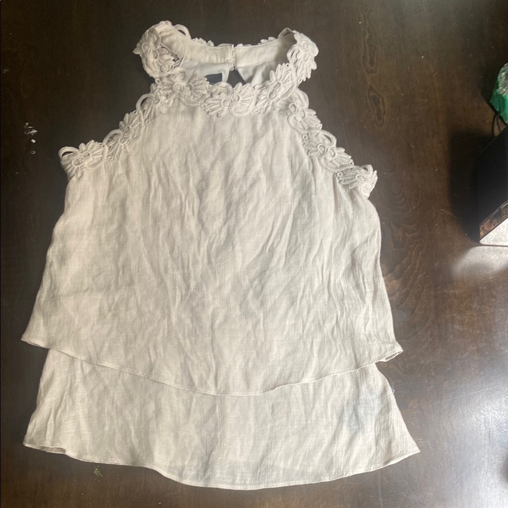 Elegant White Lace Trim Women's Top